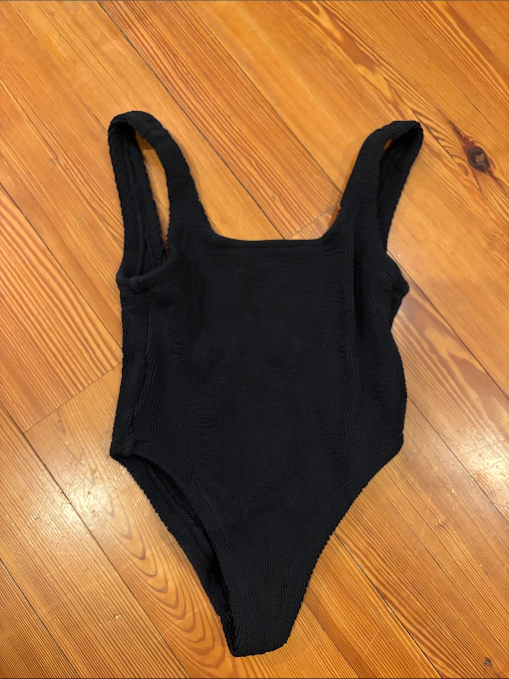 Black Textured One-Piece Swimsuit